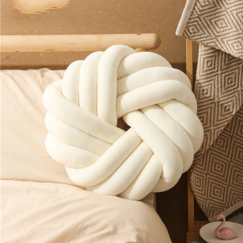 Cuscino a Palla Decorativo a Nodo Rotondo 35x35x12CM con Fodera in Velluto e Imbottitura in PP, per Divano, Letto e Ufficio