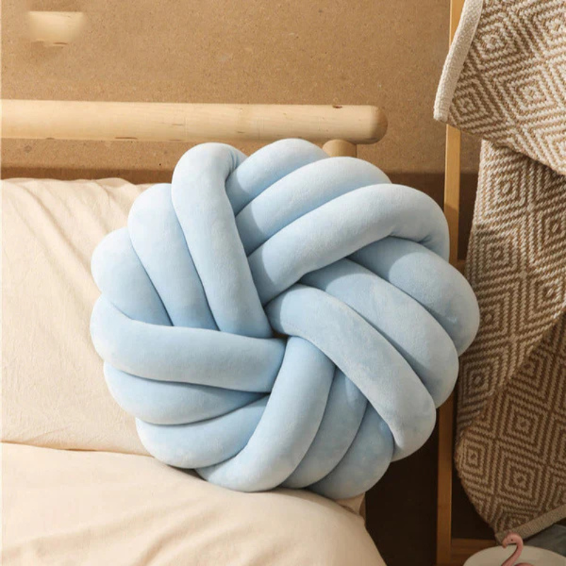 Cuscino a Palla Decorativo a Nodo Rotondo 35x35x12CM con Fodera in Velluto e Imbottitura in PP, per Divano, Letto e Ufficio