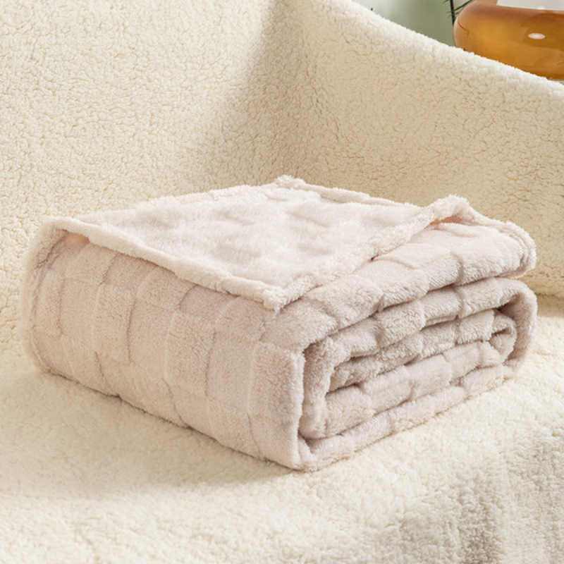 Coperta Spessa in Jacquard a Quadri – Morbida Coperta in Poliestere per Relax, Coprigambe o Strato da Letto – 70x100CM / 100x150CM