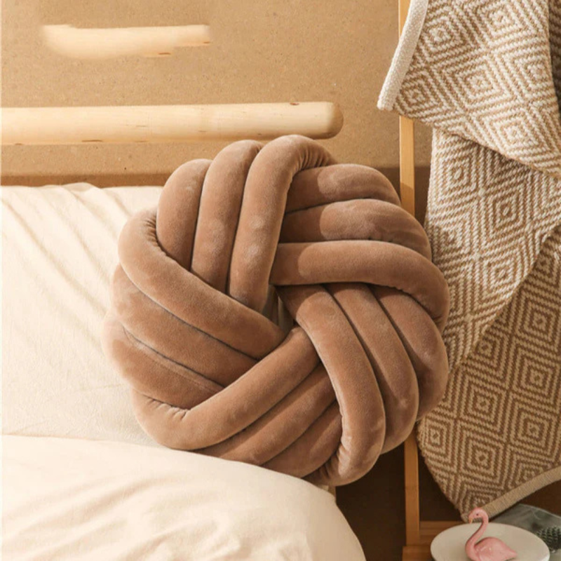 Cuscino a Palla Decorativo a Nodo Rotondo 35x35x12CM con Fodera in Velluto e Imbottitura in PP, per Divano, Letto e Ufficio