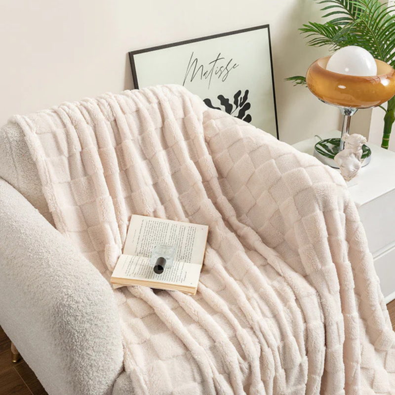 Coperta Spessa in Jacquard a Quadri – Morbida Coperta in Poliestere per Relax, Coprigambe o Strato da Letto – 70x100CM / 100x150CM