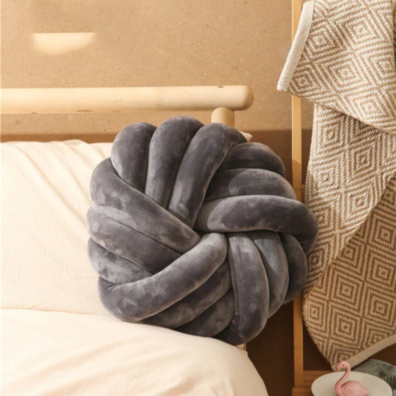 Cuscino a Palla Decorativo a Nodo Rotondo 35x35x12CM con Fodera in Velluto e Imbottitura in PP, per Divano, Letto e Ufficio